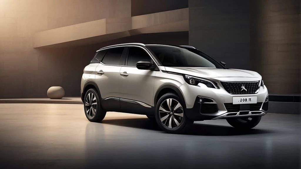 Peugeot 3008 on display at an auto show, surrounded by potential buyers and enthusiasts, illustrating its popularity and stylish exterior design.