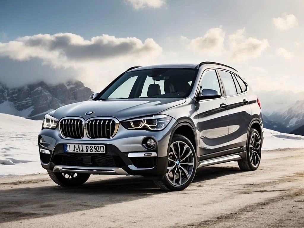 A BMW X1 xDrive parked on a snowy landscape, illustrating its versatility and all-wheel-drive system ideal for winter driving conditions.